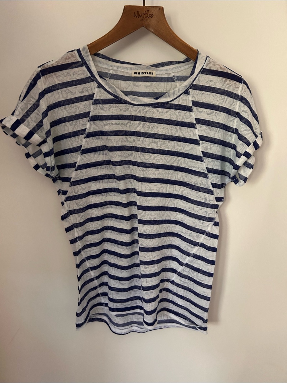 Whistles Navy & White Striped Short Sleeve Tee